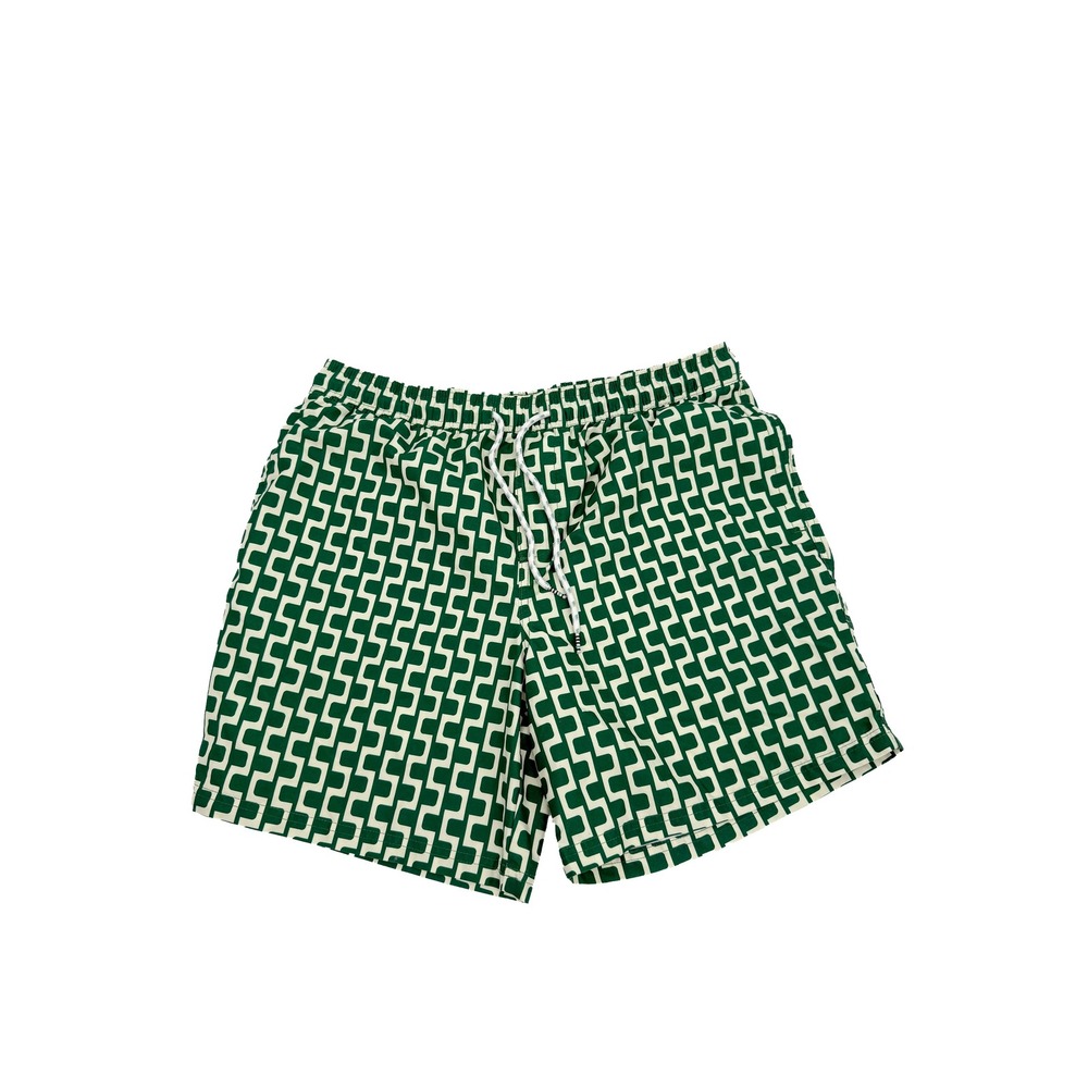 Original Use Swim Shorts Men Large Green Geometric Print Drawstring Trunk 0172